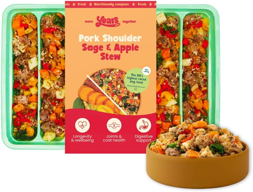 4x Pork Shoulder Sage & Apple Stew | Grain Free | Years Complete Nutritional Fresh Wet Dog Food |  Hypoallergenic