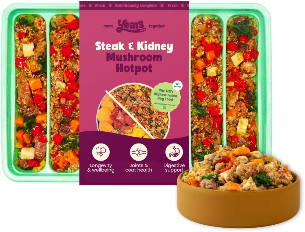 4x Steak & Kidney Mushroom Hotpot Adult Dog Food | Grain Free | Years Complete Nutritional Fresh Wet Dog Food | Hypoallergenic