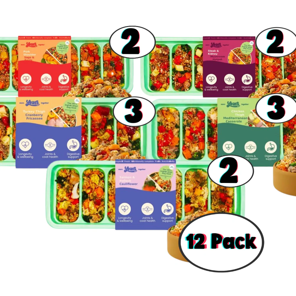 12x Years Variety Pack | Fresh Adult Dog Food 280g|  All Meats - Chicken, Steak, Pork, Turkey, Salmon | Pack of 12 | Natural Wholefoods Grain Free