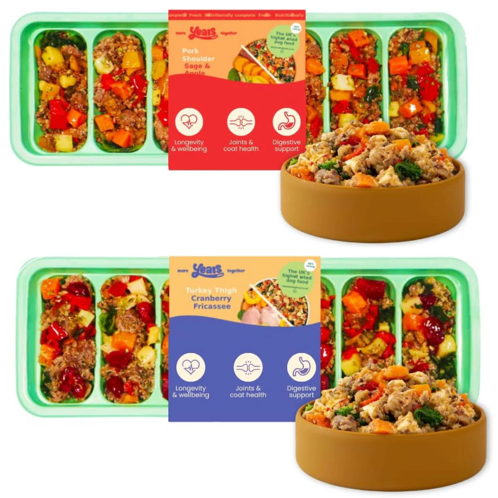 Years Starter Pack |2x Years Adult Dog Fresh Food 280g | Turkey Thigh Cranberry & Pork Shoulder Sage & Apple Stew Fresh Adult Dog Food   | Natural Wholefoods Grain Free